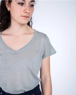 Aatise T-shirt Gris En Lin - Zazie