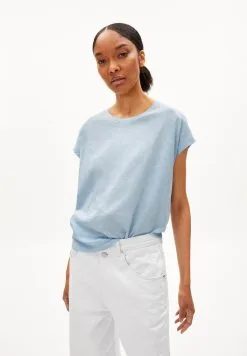 Armedangels T-shirt Coton Biologique - Oneliaa -Thinking Mu Soldes ARMEDANGELS Tshirt ONELIAA bleu