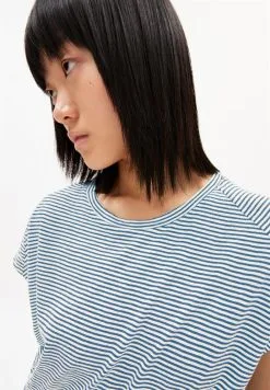Armedangels T-shirt Coton Biologique - Ofeliaa -Thinking Mu Soldes ARMEDANGELS T shirt OFELIAA pretty stripes bleu 3 5bc24565 38dc 445b b1e5 a803f3705673