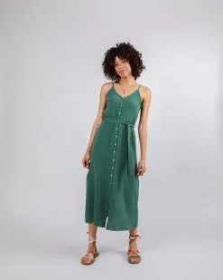 Brava Fabrics Robe Coton Biologique - Bubble Strap -Thinking Mu Soldes BRAVA FABRICS Robe BUBBLE STRAP vert bouteille