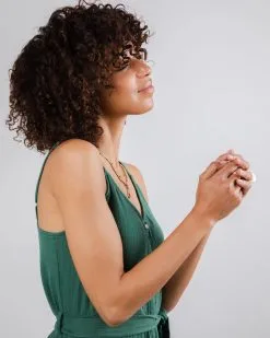 Brava Fabrics Robe Coton Biologique - Bubble Strap -Thinking Mu Soldes BRAVA FABRICS Robe BUBBLE STRAP vert bouteille 5