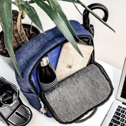 Bhangara Sac à Dos Chanvre - Sonam -Thinking Mu Soldes Bhangara sac a dos compact chanvre SONAM COBALT 2