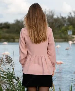 April & C Blouse Tencel® - Lilas -Thinking Mu Soldes Blouse en Tencel Jacquard eco responsable rose poudre fabriquee en France