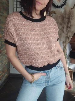 Carlotta Top Matière Upcyclée - Rock -Thinking Mu Soldes CORAIL ZOOM MOI