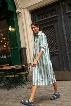 BAGARREUSE Robe Matière Upcyclée - Amel À Rayure -Thinking Mu Soldes FT8A4596 BD