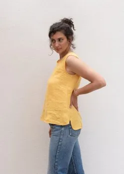 KIPLUZET Débardeur Lin - Calipso -Thinking Mu Soldes Kipluzet DEBARDEUR Lin CalypsojauneAS2