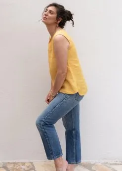 KIPLUZET Débardeur Lin - Calipso -Thinking Mu Soldes Kipluzet DEBARDEUR Lin CalypsojauneAS4