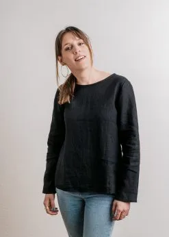 KIPLUZET Blouse Lin - Lengva 11 KIPLUZET Blouse Lin - Lengva -Thinking Mu Soldes Kipluzet JLC Blouse Noir Web 3796