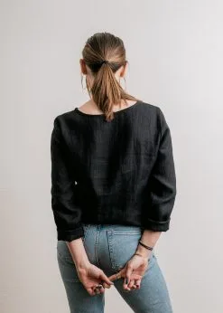 KIPLUZET Blouse Lin - Lengva 9 KIPLUZET Blouse Lin - Lengva -Thinking Mu Soldes Kipluzet JLC Blouse Noir Web 3848