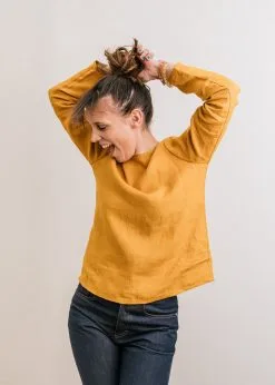 KIPLUZET Blouse Lin - Lengva -Thinking Mu Soldes Kipluzet JLC Blouse Safran Web 4207