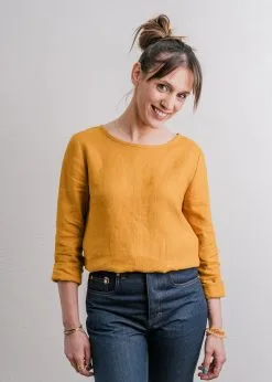 KIPLUZET Blouse Lin - Lengva -Thinking Mu Soldes Kipluzet JLC Blouse Safran Web 4286