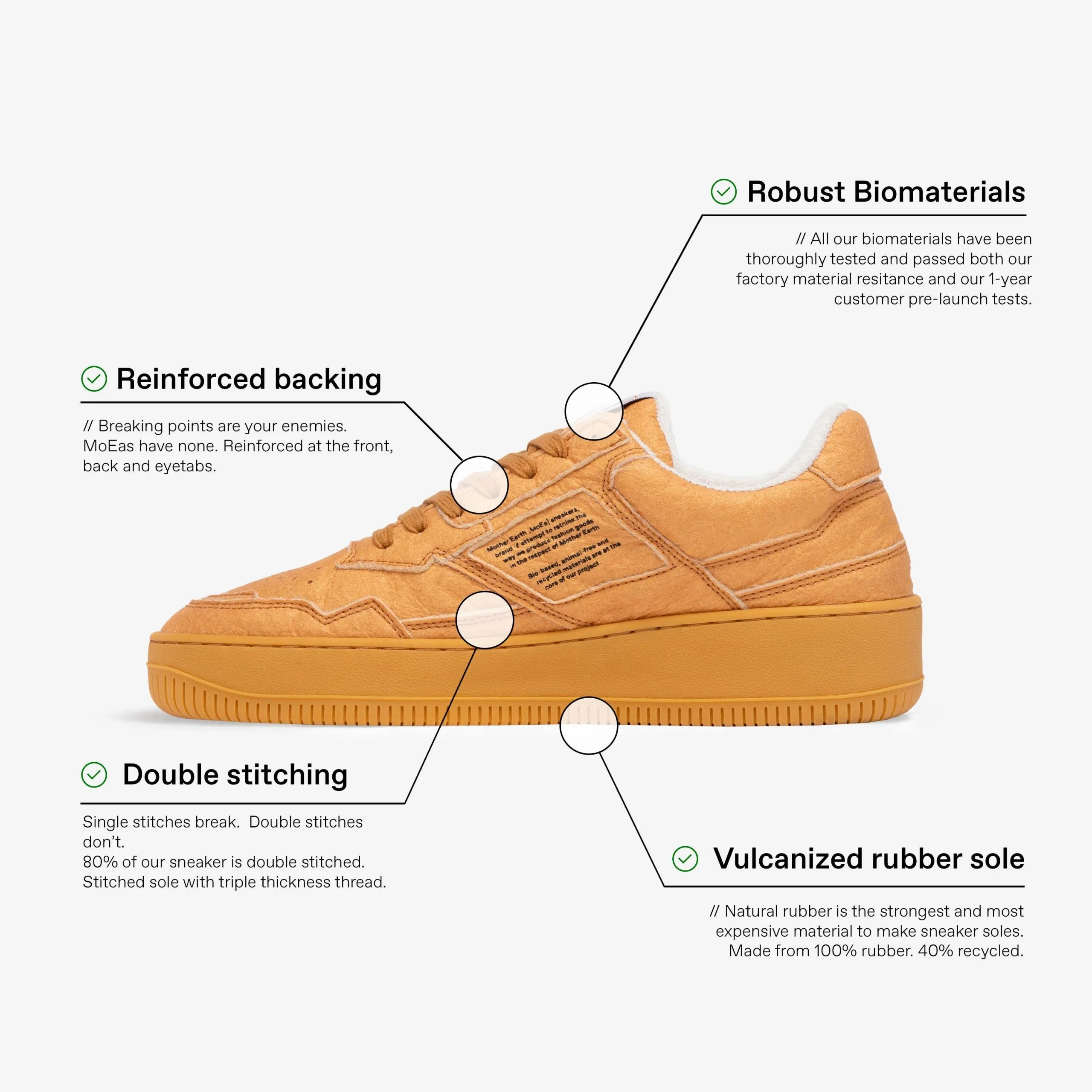 MoEa Baskets Camel Cuir D'ananas - Gen1 5 MoEa Baskets Camel Cuir D'ananas - Gen1 – Image 3