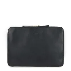 O My Bag Housse Ordinateur Cuir Tannage Végétal - Zipper -Thinking Mu Soldes OMYBAG zipper laptop black front WEB