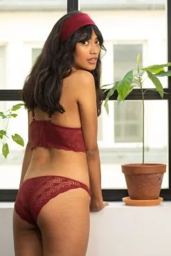 Olly Lingerie Soutien-gorge Coton Biologique - Dawa -Thinking Mu Soldes Olly lingerie ensemble bustier et culotte dentelle coton bio dawa grenat dos