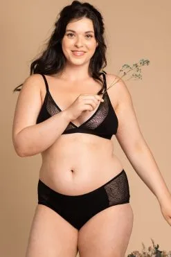 Olly Lingerie Soutien-gorge Coton Biologique - Savannah -Thinking Mu Soldes Olly lingerie ensemble savannah noir coton bio dentelle recyclee