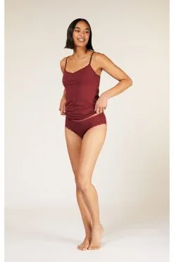 People Tree Débardeur Coton Biologique - Camisole -Thinking Mu Soldes PEOPLE TREE Debardeur dentelle bordeaux 3