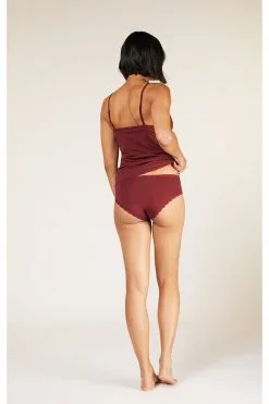 People Tree Débardeur Coton Biologique - Camisole -Thinking Mu Soldes PEOPLE TREE Debardeur dentelle bordeaux 4