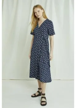 People Tree Robe Coton Biologique - Riya -Thinking Mu Soldes PEOPLE TREE Robe bleu riya 4