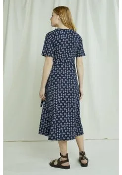 People Tree Robe Coton Biologique - Riya -Thinking Mu Soldes PEOPLE TREE Robe bleu riya 5