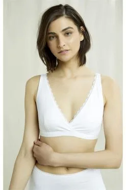 People Tree Soutien-gorge Coton Biologique - Triangle -Thinking Mu Soldes PEOPLE TREE Soutien gorge blanc 2