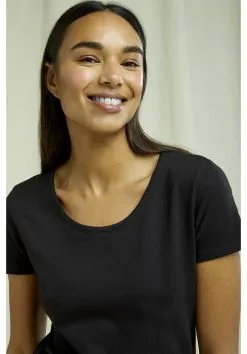 People Tree Top Coton Biologique - Gaia -Thinking Mu Soldes PEOPLE TREE T shirt GAIA noir