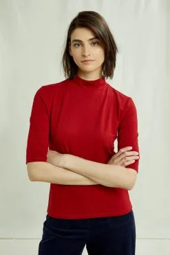 People Tree Top Coton Biologique - Cecily -Thinking Mu Soldes PEOPLE TREE Top CECILY rouge