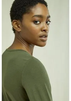 People Tree Top Coton Biologique - Fallon -Thinking Mu Soldes PEOPLE TREE Top FALLON kaki 4