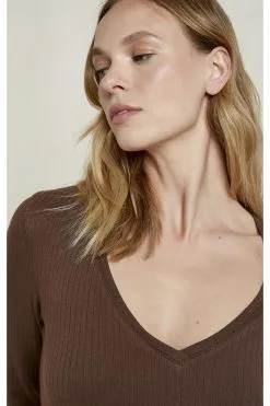 People Tree Top Coton Biologique - Krisha 9 People Tree Top Coton Biologique - Krisha -Thinking Mu Soldes PEOPLE TREE Top KRISHA marron 3