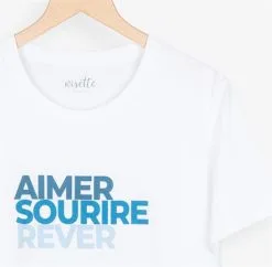 Risette & Co T-shirt Coton Biologique - ASR -Thinking Mu Soldes RISETTE T shirt Aimer Sourire blanc 2