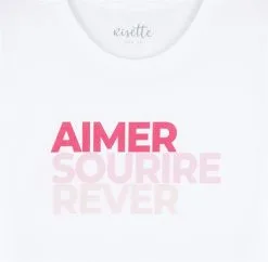 Risette & Co T-shirt Coton Biologique - ASR -Thinking Mu Soldes RISETTE T shirt Aimer Sourire rose 2