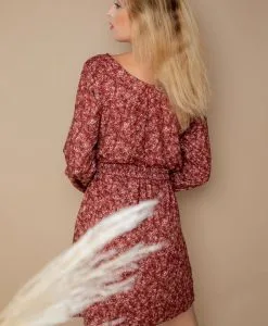 April & C Robe Courte Lenzing® Ecovero® - Cyrielle -Thinking Mu Soldes Robe imprimee a fleurs ceinture amovible elastique Viscose EcoVero fabriquee en France petites series