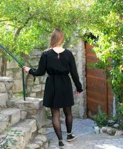 April & C Robe Courte Coton Biologique - Iris -Thinking Mu Soldes Robe patineuse femme noir velours cotele coton biologique GOTS Eco responsable fabriquee en France