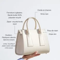 Lerisa Sac à Main En Fibres Recyclées - L -Thinking Mu Soldes SAC VEGAN LERISA BEIGE min