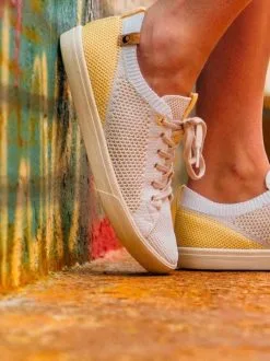 Saola Shoes Baskets Blanches En Fibres Recyclées - Cannon Knit -Thinking Mu Soldes SAOLASHOES CANNONKNITBLANCJAUNE 3