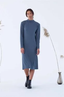 SUITE13LAB Robe Lenzing® Ecovero® - Ena -Thinking Mu Soldes SUITE13 ENA DRESS DARKSLATE FRONT 0013