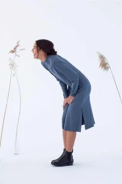 SUITE13LAB Robe Lenzing® Ecovero® - Ena -Thinking Mu Soldes SUITE13 ENA DRESS DARKSLATE SIDE1 0015