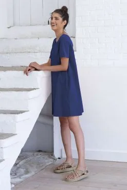 SUITE13LAB Robe Coton Biologique - Azru -Thinking Mu Soldes SUITE 13 Robe bleue AZRU 4 cbf4bdc6 25b0 44a4 88c2 87a3be099533