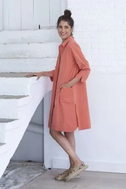 SUITE13LAB Robe Coton Biologique - Selma -Thinking Mu Soldes SUITE 13 Robe corrail SELMA 4