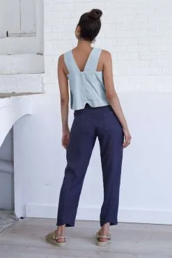 SUITE13LAB Top Coton Biologique Et Lin - Arlik -Thinking Mu Soldes SUITE 13 Top bleu gris ARLIK 2