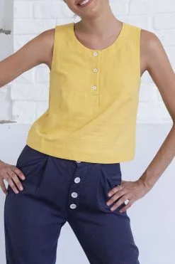 SUITE13LAB Top Coton Biologique Et Lin - Arlik -Thinking Mu Soldes SUITE 13 Top jaune ARLIK 2
