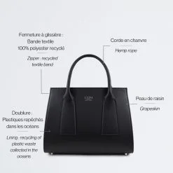 Lerisa Sac à Main En Fibres Recyclées - L -Thinking Mu Soldes Sac vegan noir Lerisa