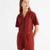 Thinking Mu Combinaison Coton Biologique - Jade -Thinking Mu Soldes THINKING MU Combishort jade rouge