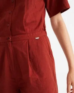 Thinking Mu Combinaison Coton Biologique - Jade -Thinking Mu Soldes THINKING MU Combishort jade rouge 3