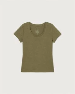 Thinking Mu T-shirt Chanvre - Regina -Thinking Mu Soldes THINKING MU T shirt chanvre REGINA kaki 4