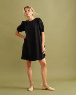 Thinking Mu Robe Coton Biologique - Floreta -Thinking Mu Soldes THINKING MU robe floreta noire