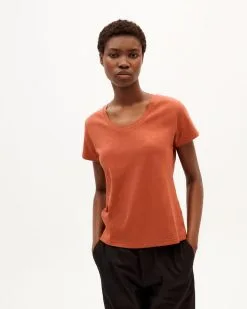 Thinking Mu T-shirt Chanvre - Regina -Thinking Mu Soldes THINKING MU T shirt REGINA Brique