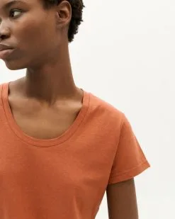 Thinking Mu T-shirt Chanvre - Regina -Thinking Mu Soldes THINKING MU T shirt REGINA Brique 3