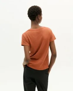 Thinking Mu T-shirt Chanvre - Regina -Thinking Mu Soldes THINKING MU T shirt REGINA Brique 4