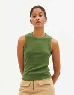 Thinking Mu Débardeur Coton Biologique - Juliette -Thinking Mu Soldes THINKING MU Top JULIETTE green 3