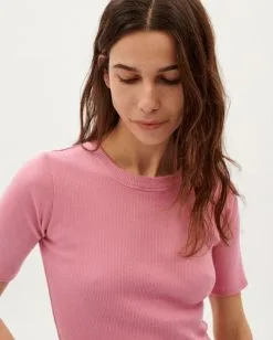 Thinking Mu T-shirt Coton Biologique - Dakota -Thinking Mu Soldes THINKING MU Tshirt DAKOTA Rose 3